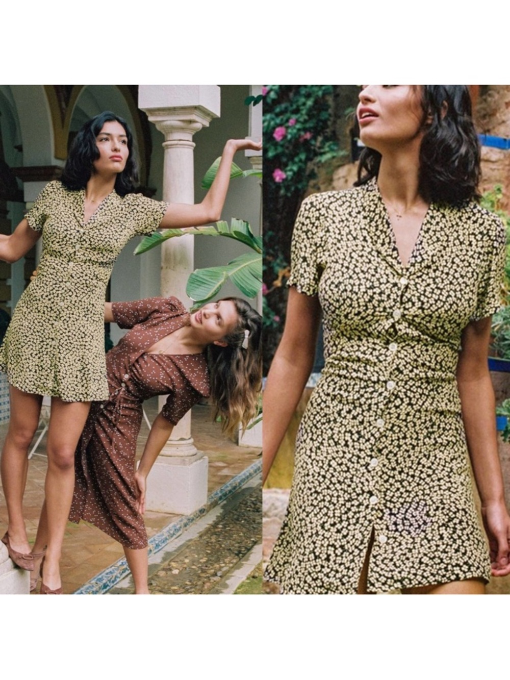 EUC ROUJE PARIS Marion Floral Mini Dress in Yellow Black SZ:36/4